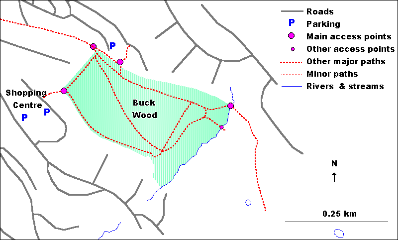 Buck Wood - access map